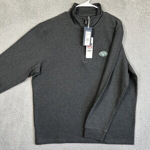 NEW New York Jets Mens XL Sweatshirt Jet Black Stripe Quarter Zip Vineyard Vines